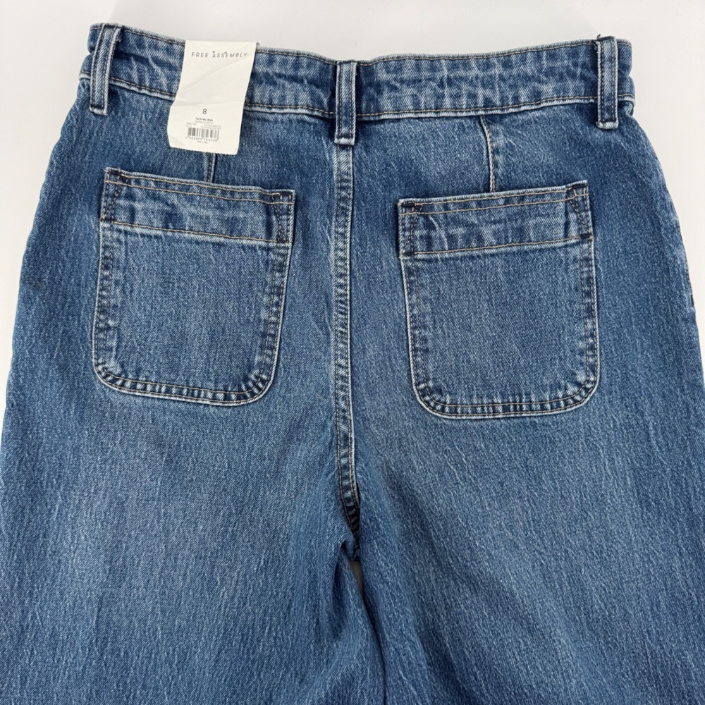 Free Assembly Sz 8 Womens Wide Leg Jeans Medium Wash Blue NWT